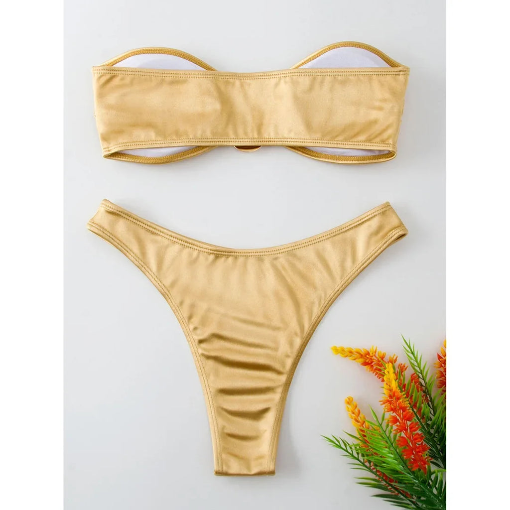 13 Color 2026 New Sexy Bandeau Bikini Women Swimwear Female Swimsuit Two-Pieces Bikini Set Padded Bather Bathing Suit Swim V4647