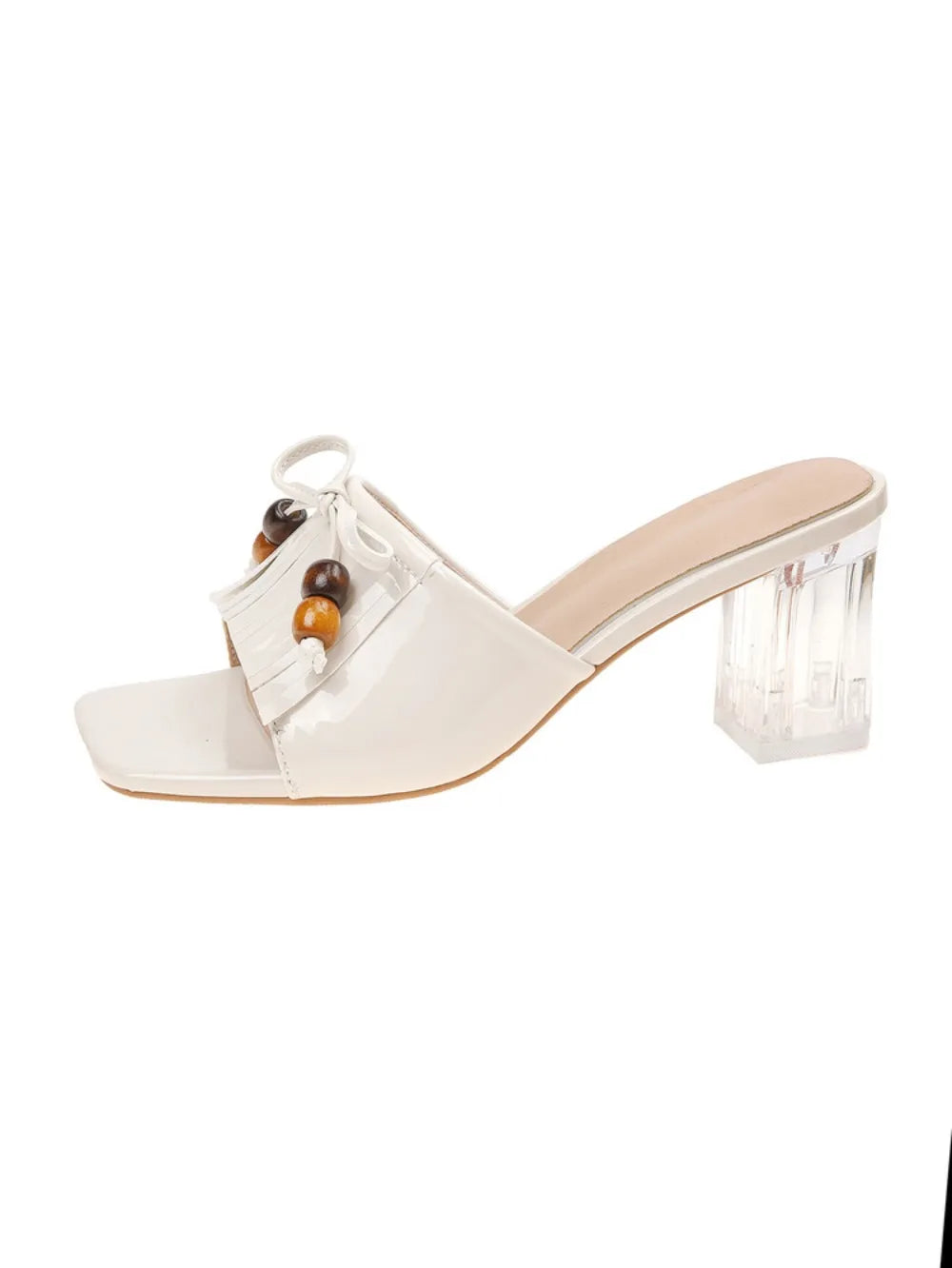 Zapatillas Frías Mujer Verano Nuevo Estilo Francés Transparente Cuentas Plisadas Con Arrastre Fresco De Playa En Cristal 35-45