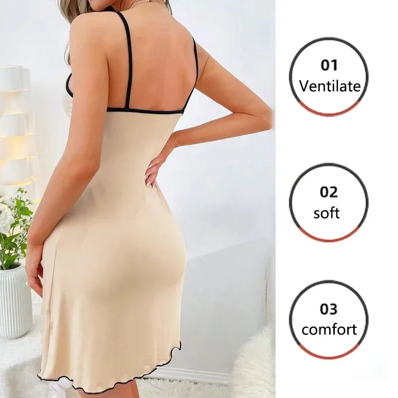 Summer Suspenders Mini Dress Women Sleepwear Comfortable Home Leisure Sexy Nightgowns Littler Bear Printed Nightdress