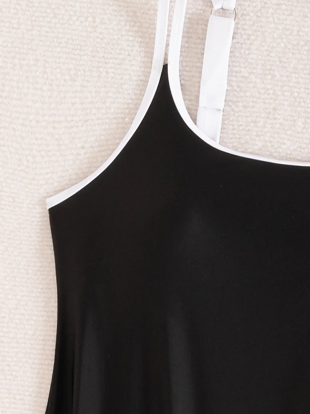Black White Patchwork Tankini Set Swimwear Women 2026 Double Strap Push Up Tank Top High Waist Pocket Short Two Piece Swimsuit