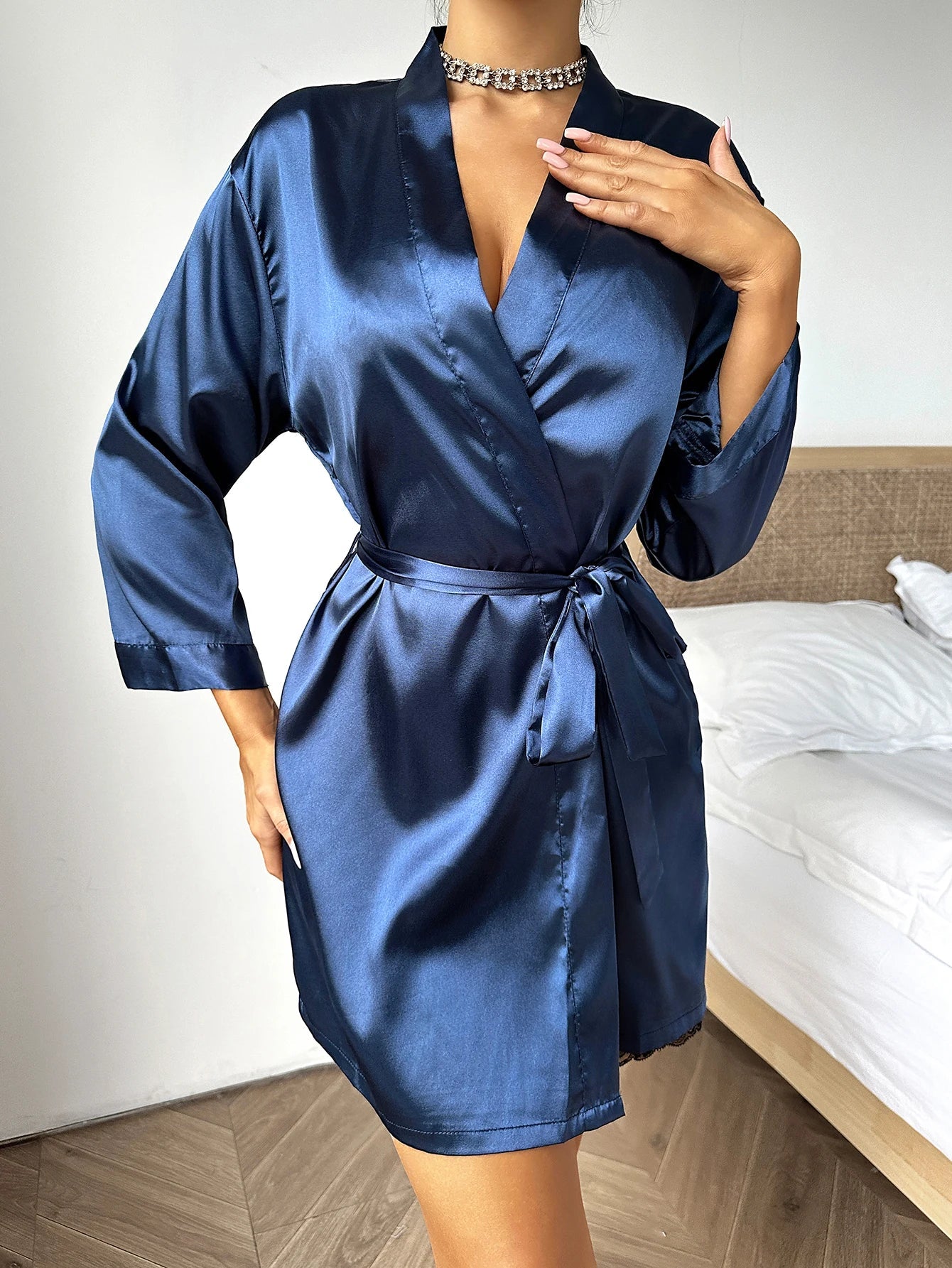 Summer Ladies Nightgown Solid Color Simple Robe Sexy comfortable Women's Pajamas Loungewear