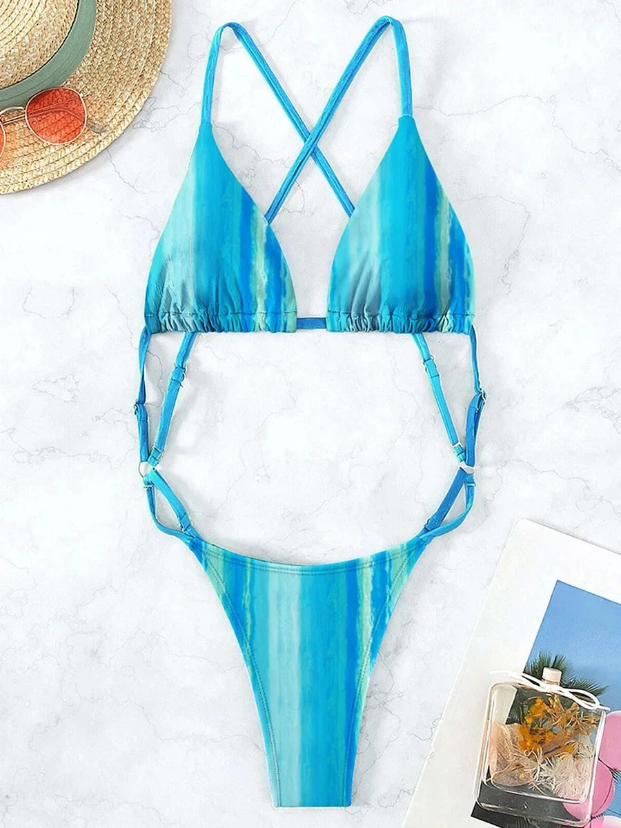 Sexy Extreme Mini Micro String Women Swimwear One Piece Swimsuit Female Cross Backless Monokini High Cut Bathing Suit Swim Lady