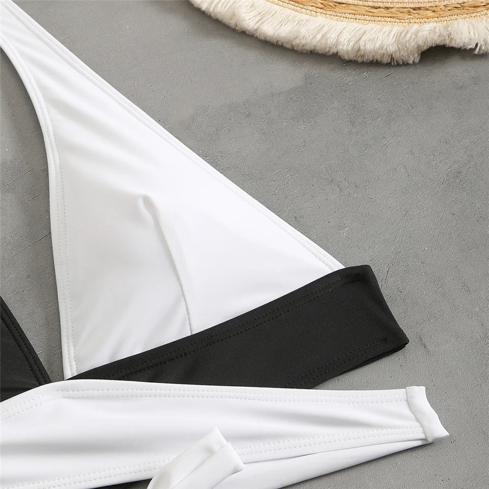 Sexy Halter Bikini 2026 Criss Cross Solid Swimsuit High Waist Swimwear Female Bathers Bathing Swimming Suit Padded Beachwear