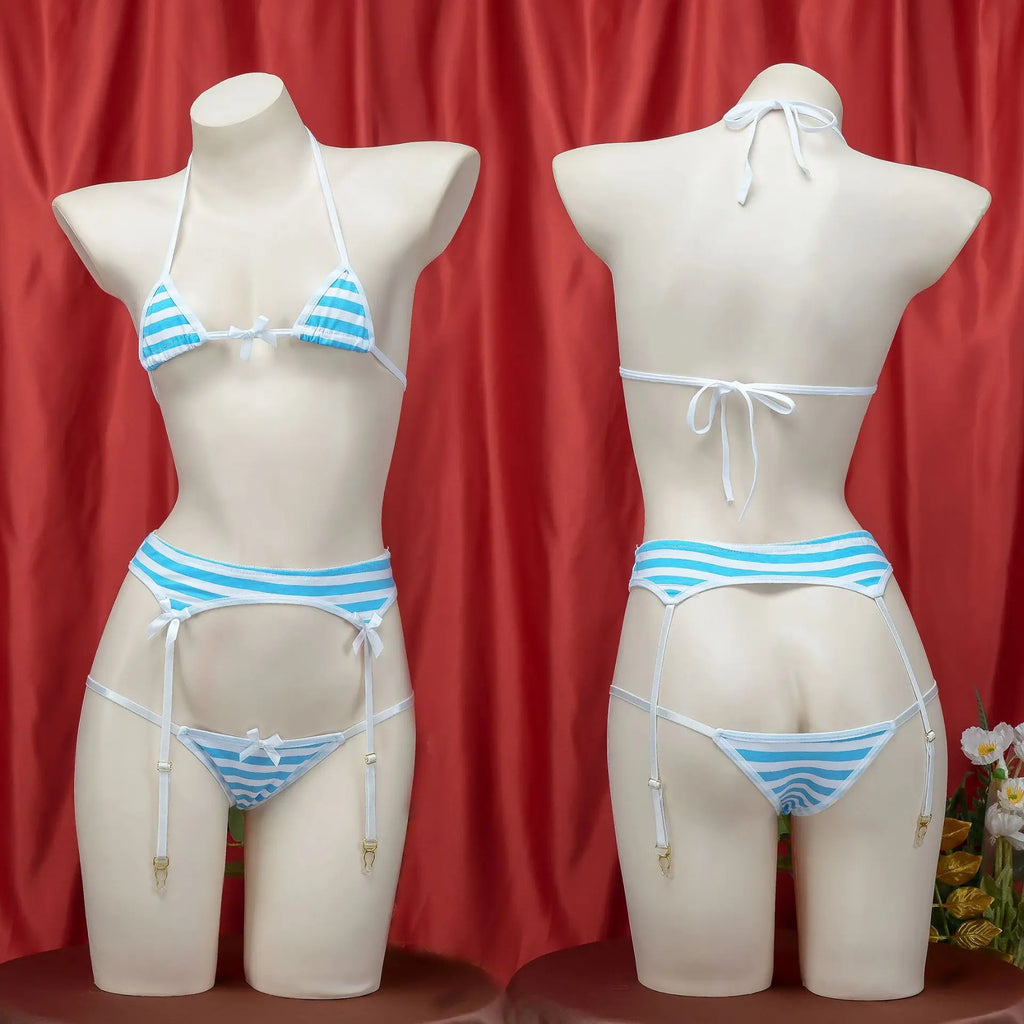 Sexy Lolita Kawaii Mini Bra Panties Set Triangle Micro Bikini Set Women Japanese Anime Bathing Suit Highcut Swimwear