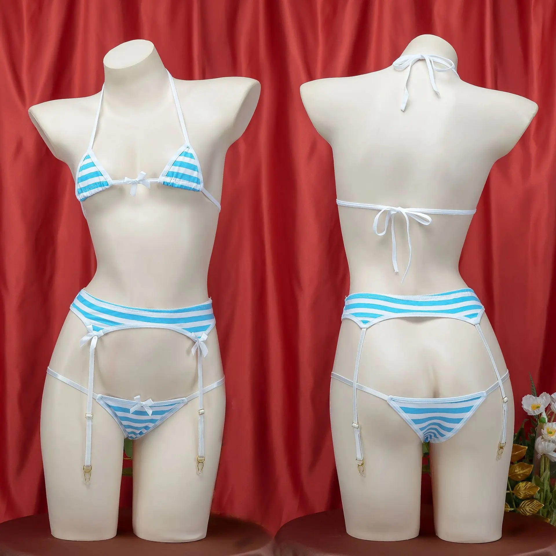 Sexy Lolita Kawaii Mini Bra Panties Set Triangle Micro Bikini Set Women Japanese Anime Bathing Suit Highcut Swimwear