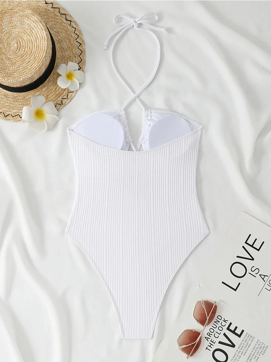 2026 Sexy Halter Swimsuit One Piece Hollow Swimwear Women Bathers Bathing Swimming Swim Suit Female Beachwear
