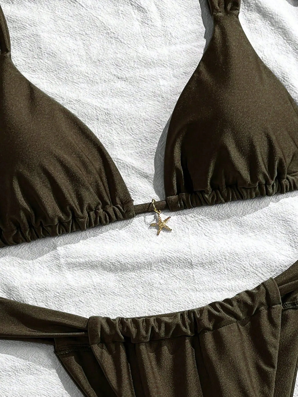 Sexy Starfish Ornament Bikini Set 2026 Women Sky Blue Pleate Push Up Bra Pleate Thong Swimwear Beach Bathing Suit Micro Swimsuit