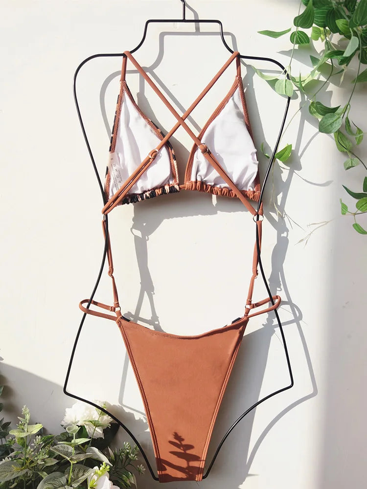 High Cut Out G String Female Swimwear One Piece Swimsuit Women Mini Micro Thong Monokini Bather Backless Bathing Suit Swim Wear