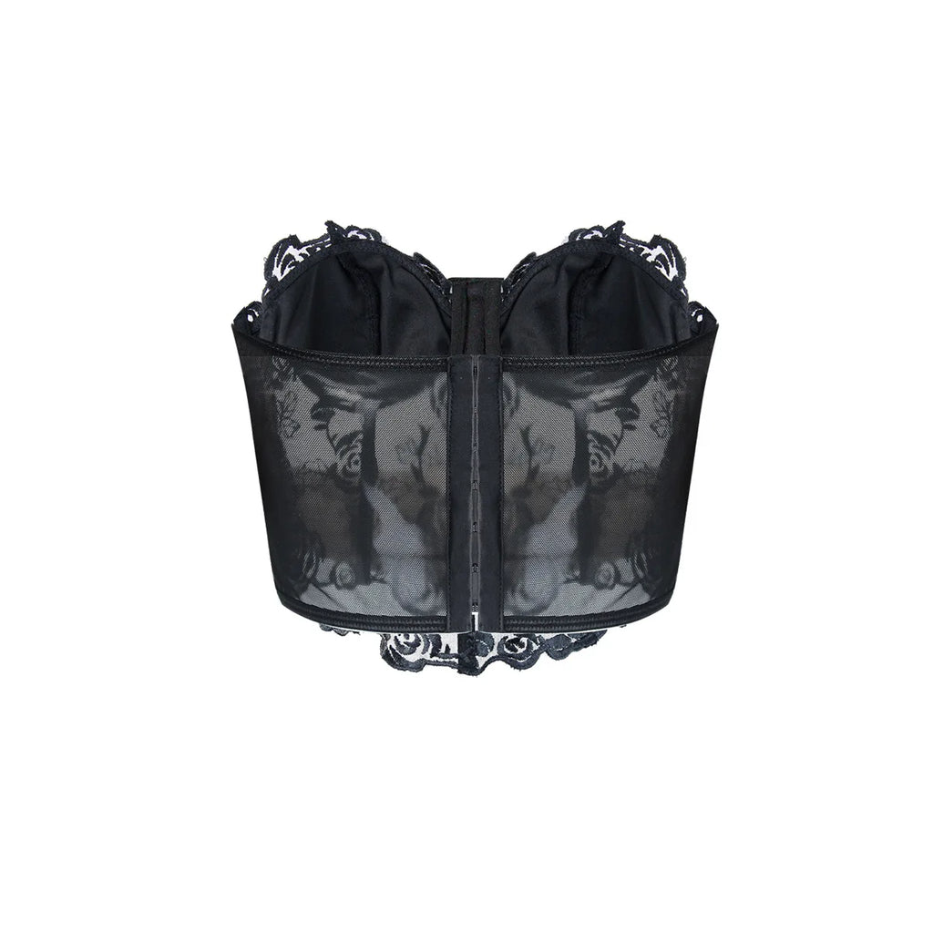 Phantasy Sexy Lace See through Crop Top Women Fashion Floral Embroidery Black Tank Top Night club Dress up 2026 Summer Outfit