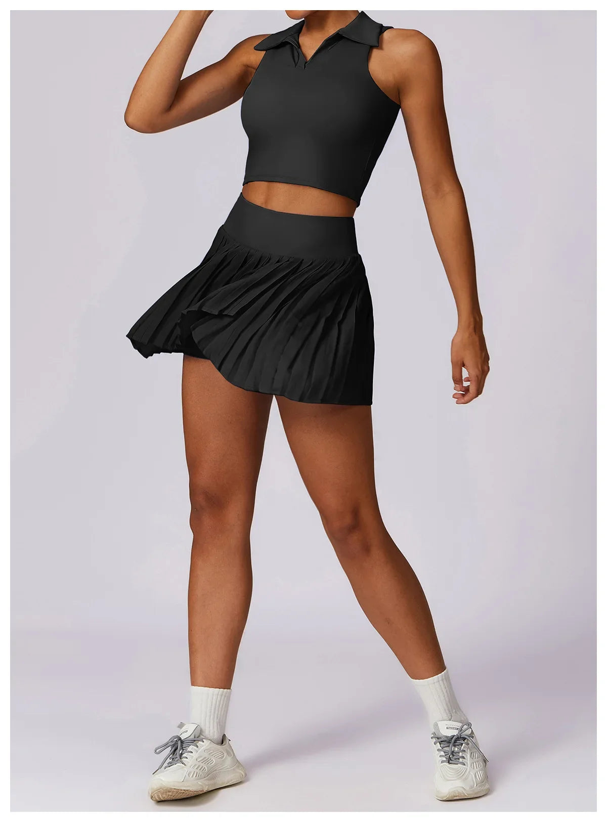Sports Tennis Short Skirt Women's Summer Pleated Fake Two-piece Quick Drying Skort Fitness High Waist Pocket Yoga Running Skirts