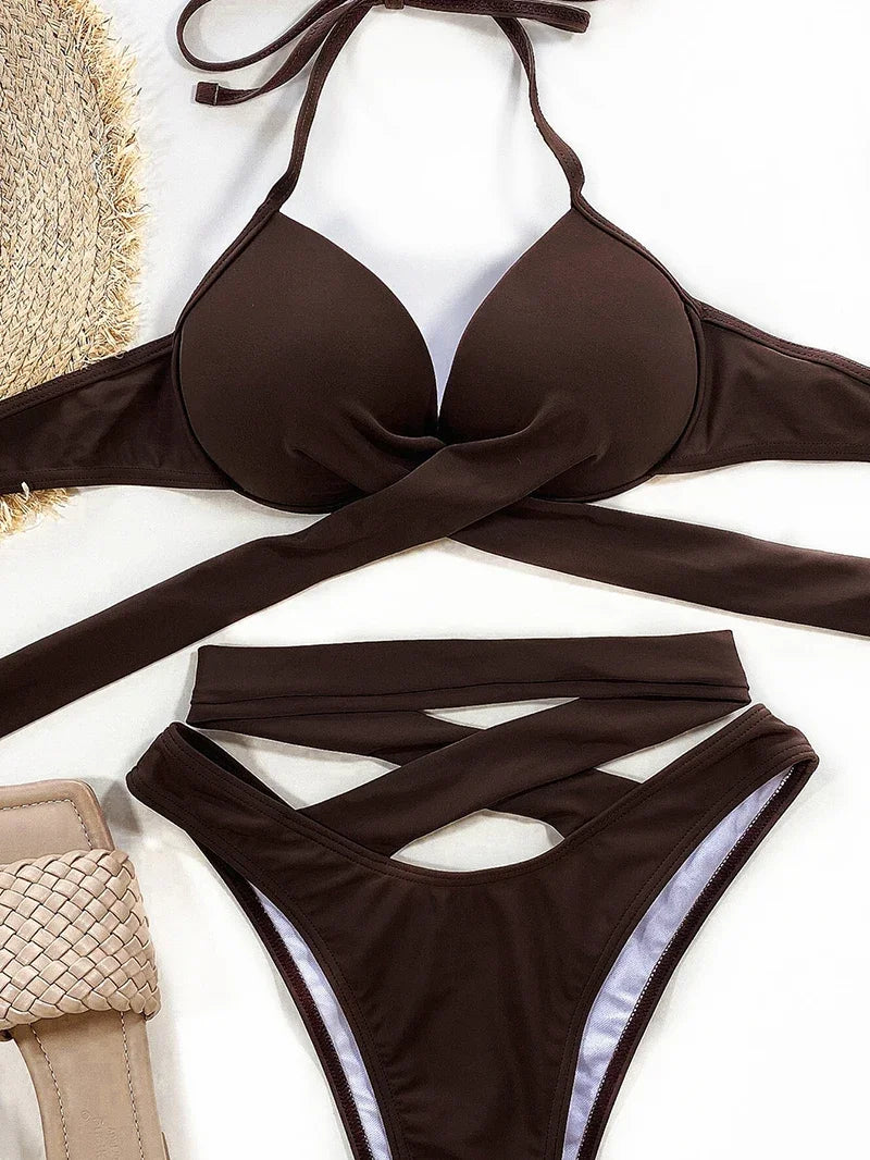 Sexy Underwired Bra Cup Female Swimsuit High Waist Bikini Women Swimwear Two-pieces Bikini set Push Up Bathing Suit Swim Lady