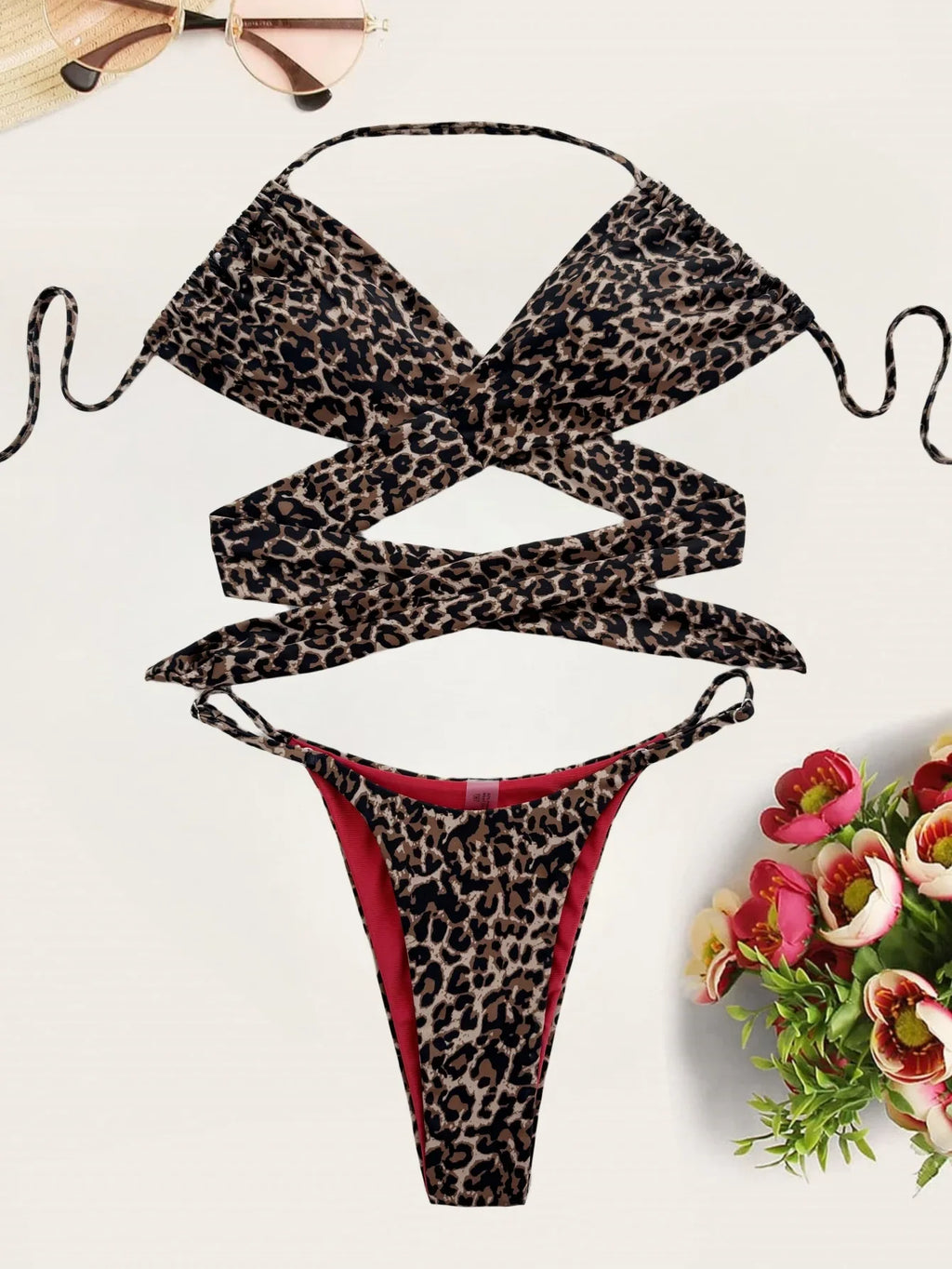 DEKA Leopard Mini Micro Bikini Set Printed Halter Swimwear Women Brazilian Female Swimsuit Two-piece Bather Bathing Suit Swim