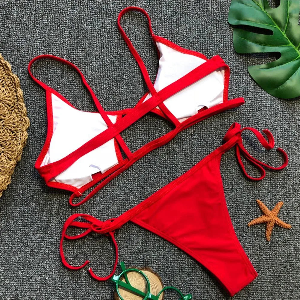 DEKA Sexy Tiny Brazilian Bikini Set Female Swimwear Women G-String Swimsuit Briefs Micro Mini Thong Panties Underwear Tanga