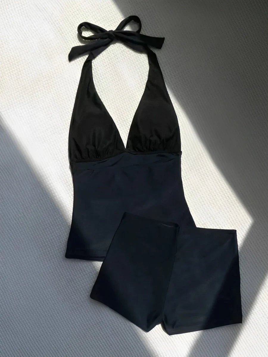 2026 Halter Solid One Piece Swimsuit Women Swimwear Female Bathers Bathing Swimming Suit Beachwear Summer