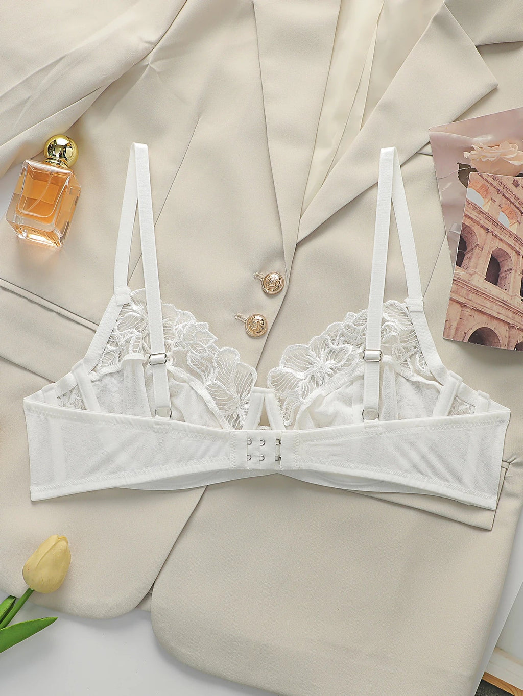 Women's sexy embroidered lace flower bra with steel rims gathered push ups adjustable shoulder straps comfortable bra MR3553