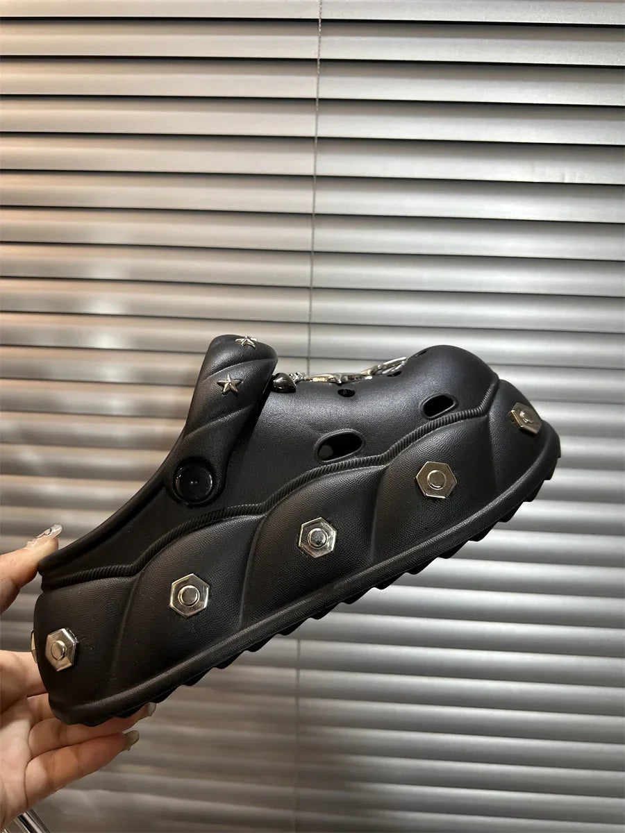 Women Indoor Street Slippers Summer Platform Shoes Cute DIY Bow Knot Girls Fashion Clogs Thick Sole Female Leisure Sandals