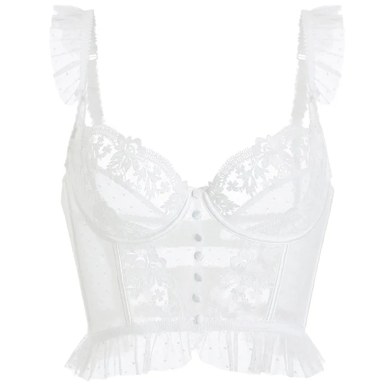 Summer French Lace Bralette Beach Set Sheer Ultra Thin Embroidered Waistcoat Thong See Through Light Support AU S-XL MOYISU BC