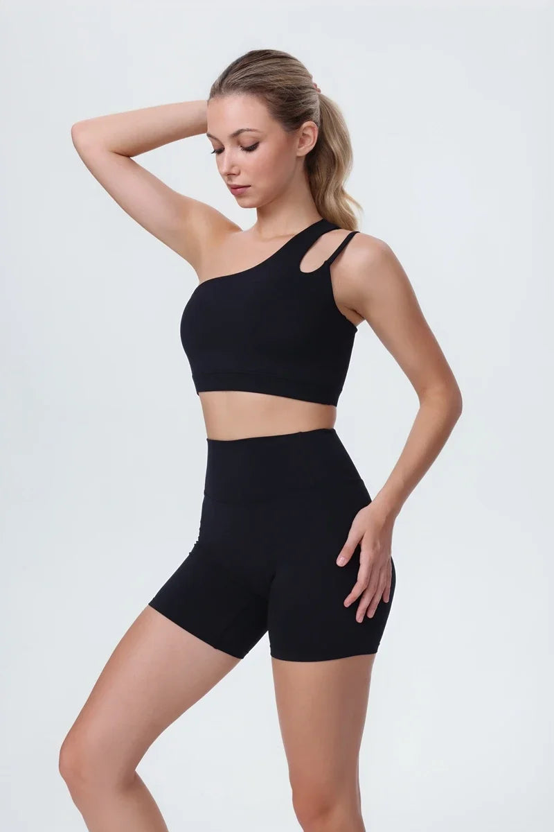 DIA FIT JOY Yoga Sports Bra Single Shoulder Irregular Strap Naked feel Sensation Beautiful Back Design Comfortable Breathable
