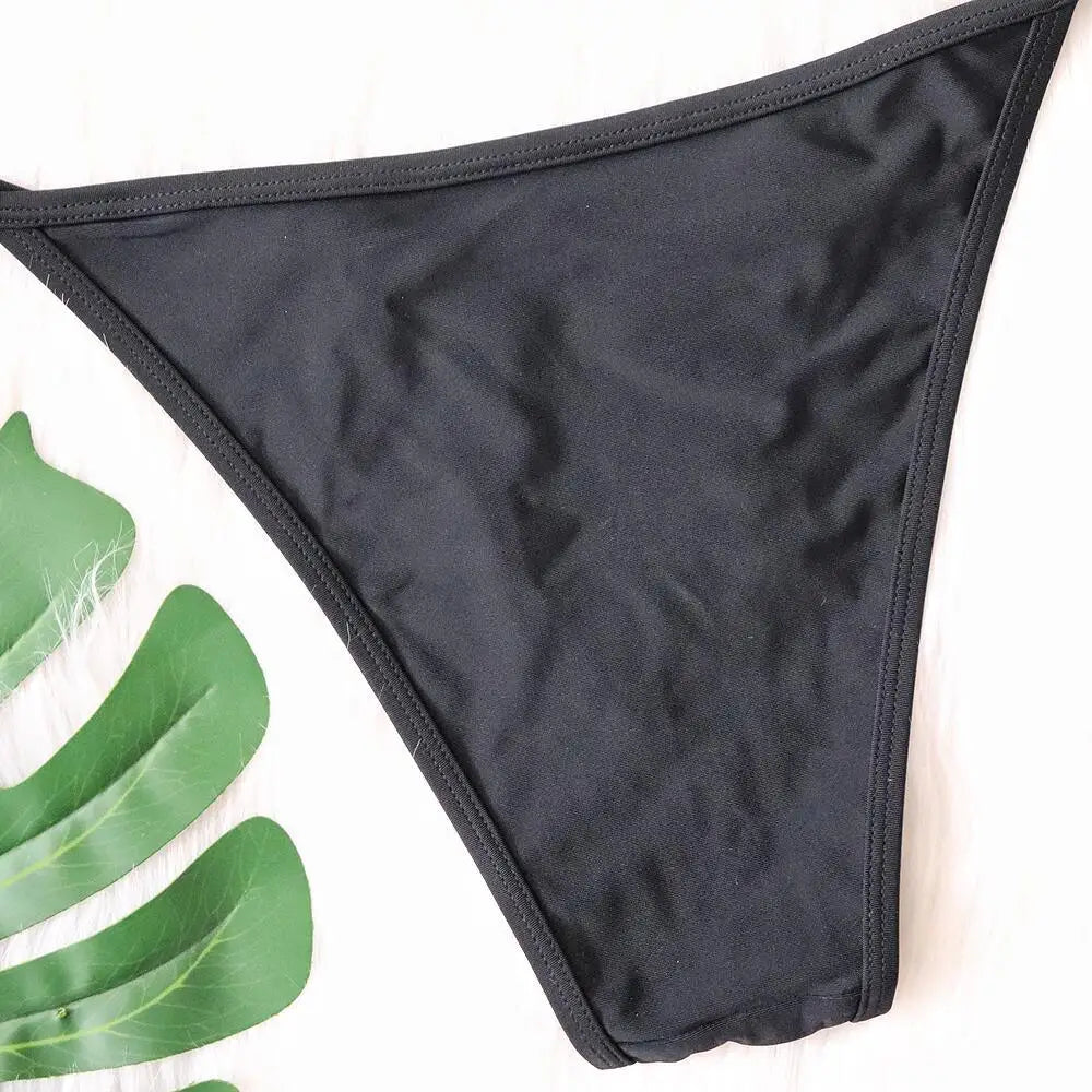 DEKA Women Solid Bandeau Bikini Set Two Pieces Swimsuits Halter Backless Female Beach Bathing Swimming Suits Thong Biquini