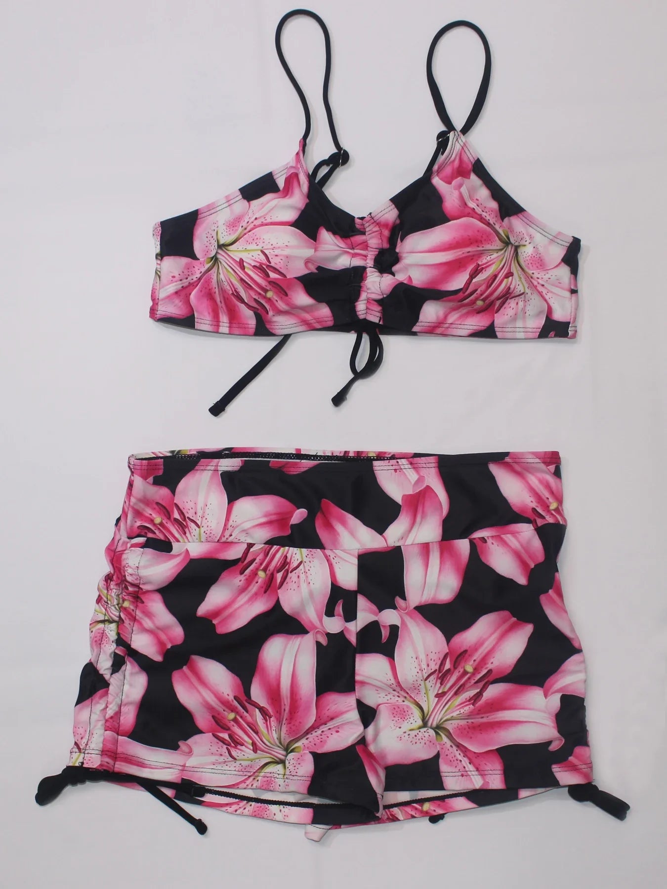 3-Piece Set Bohemian  Print Beach Sunshade Clothing Women's Drawstring Swimsuit Shorts Comfortable Summer Vacation Swimwear