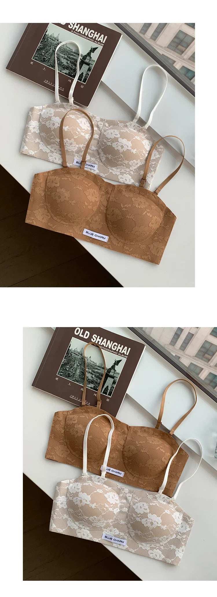MOYISU Parisian Lace Bra Women Strapless Summer Push Up Small Bust Multiway Wear Bandeau Bralette UK Ship Fashion Top Bestseller