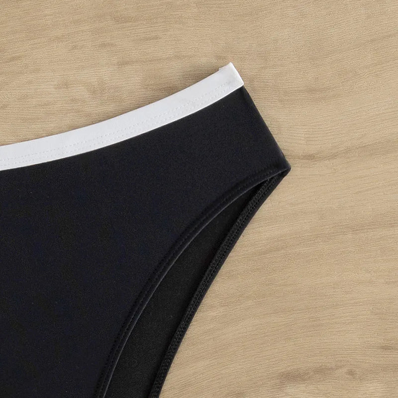 Sexy Black White Patchwork Bikini 2024 Women Halter V Underwire Push Up Micro Swimsuit Beach Bathing Suit High Waist Swimwear