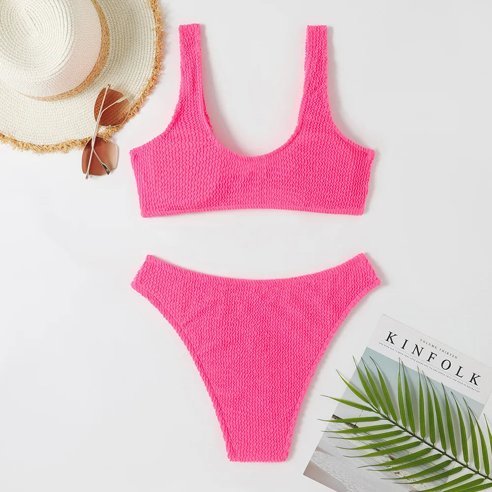 New Sexy Bikini 2026 Solid Swimsuit Women Swimwear Push Up Bikini Set Brazilian Bathing Suit Summer Beach Wear Swimming Suit