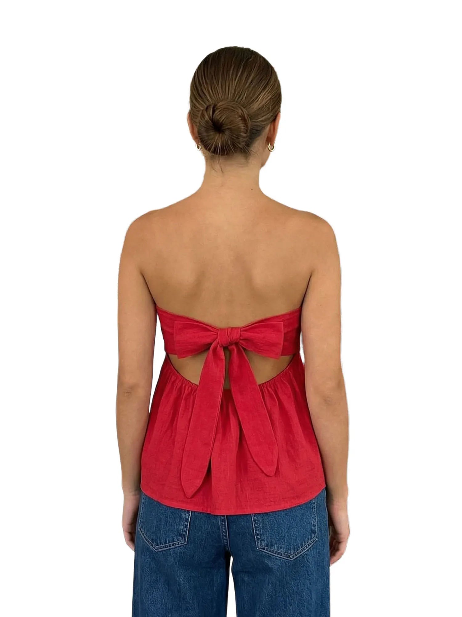 Women's Summer Strapless Vest Stylish Striped Sleeveless Open Back Tube Tops for Party Date Night Wear