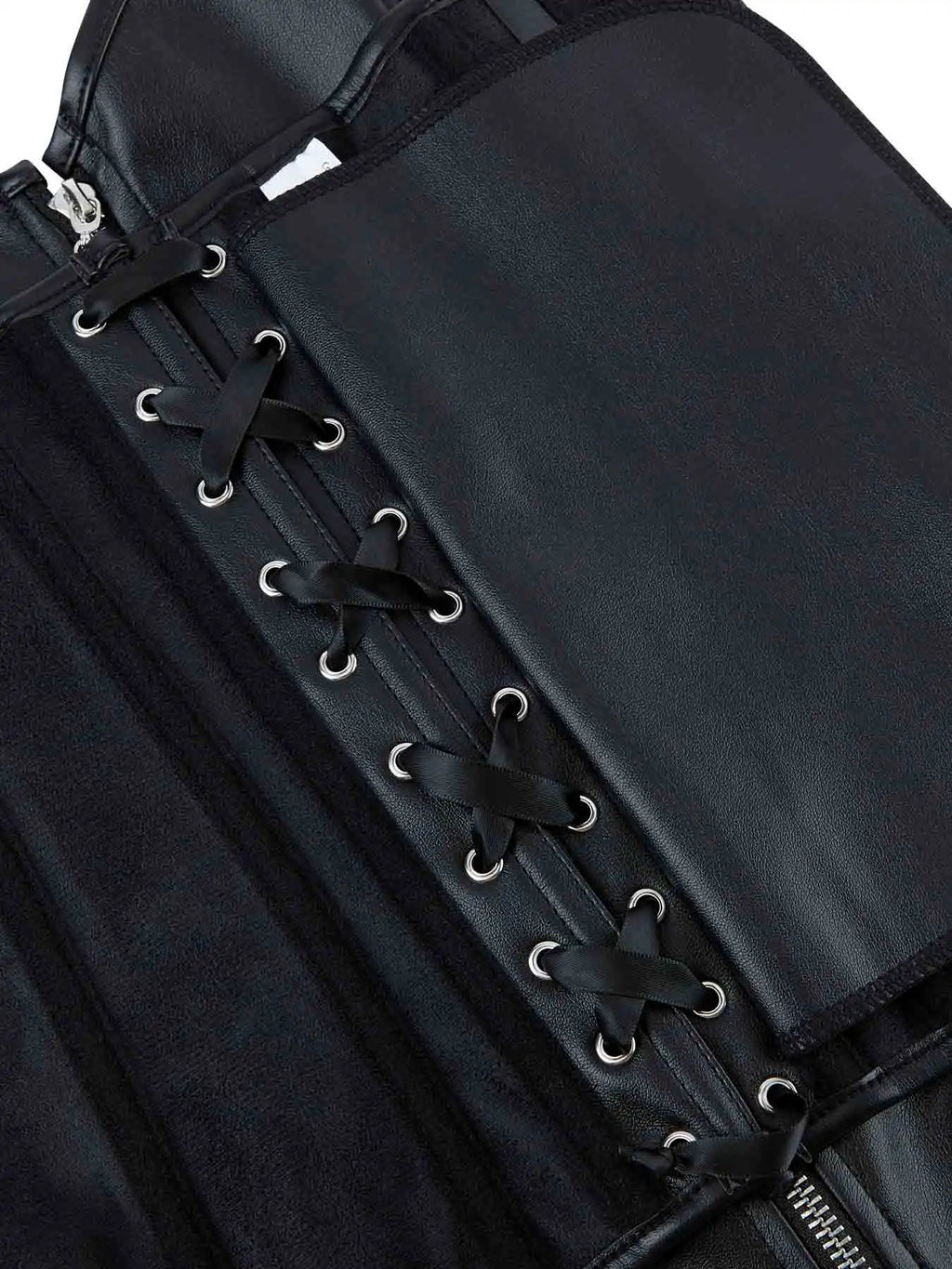 Zipper bone dress sexy chest support abdomen corset European and American court body shaping PU smooth tight bodice