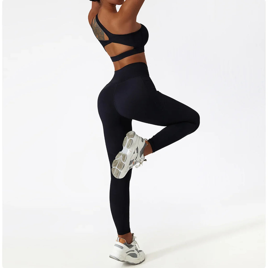 Comfort Single Strap Yoga Bra Chest Pad Running Sports Bra Gym Top Women Stretch Pull Up Underwear Women Vest Fitness Tank Top