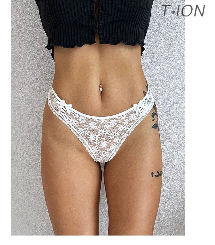 Lace G String Thin Sexy Girls Panties Seamless Women Briefs Thong Hollow Out Underwear Transparent Female Low Waist Lingerie