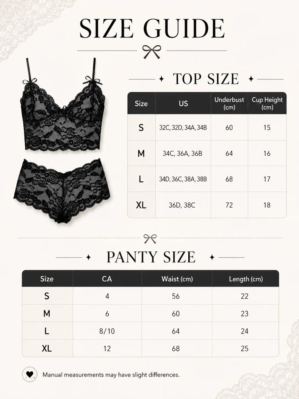 Women Floral Lace Lingerie Set 2pcs Black Bow Bralette Top High Waist Panty Soft Sleepwear Nightwear for Ladies