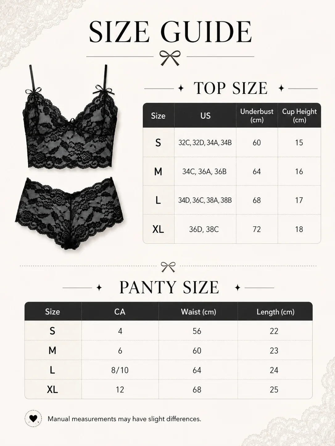 Women Floral Lace Lingerie Set 2pcs Black Bow Bralette Top High Waist Panty Soft Sleepwear Nightwear for Ladies