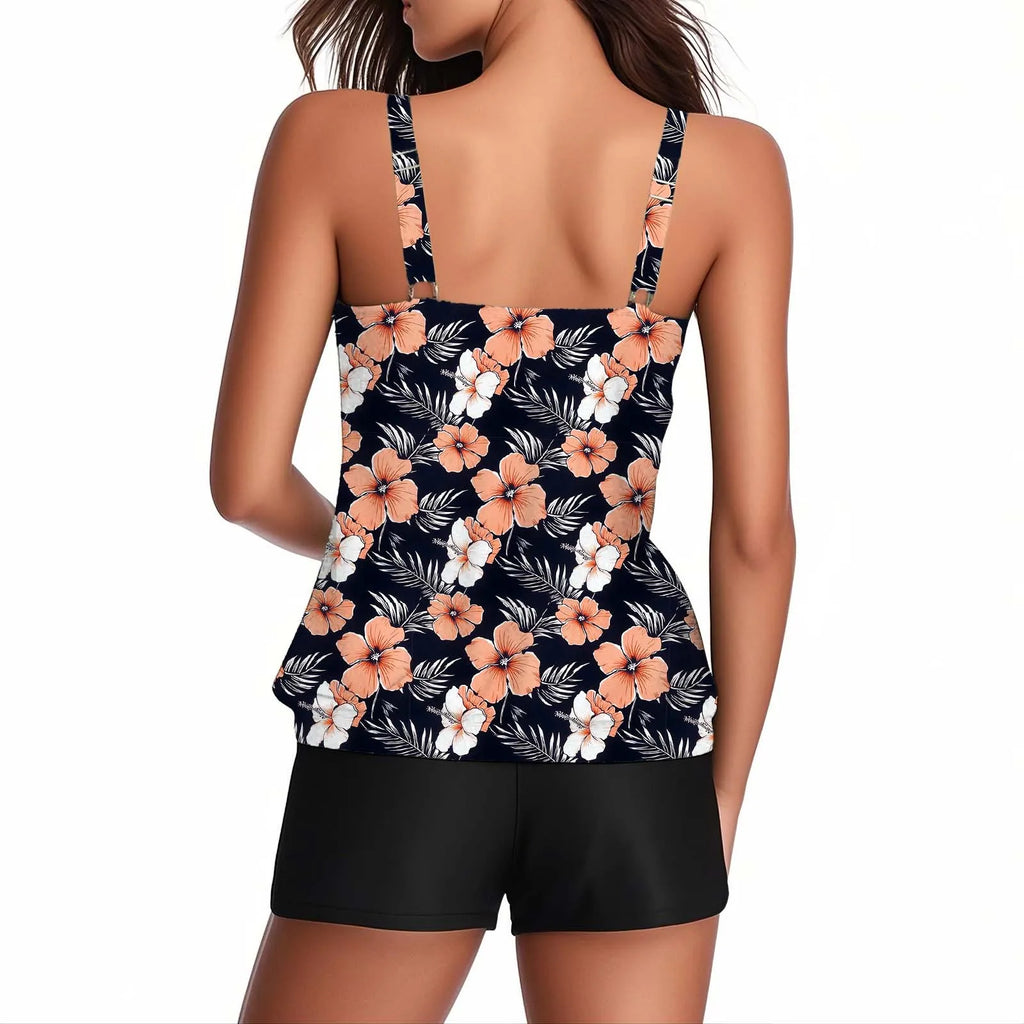 2026 Pinted Floral Tankini Two Pieces Swimsuit Women Vintage Swimwear Female Bathers Bathing Swimming Swim Suit Beachwear