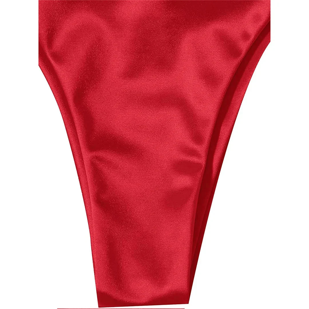 Sexy 13 Colors Halter Satin Brazilian Bikini Women Swimwear Female Swimsuit Two-pieces Bikini set Bather Bathing Suit Swim V4966