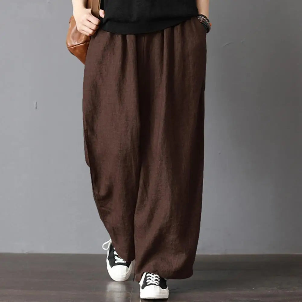 Casual Wide Leg Trousers Women Solid Long Pants Breathable Comfortable Loose Leisure Harem Pants for Outdoor