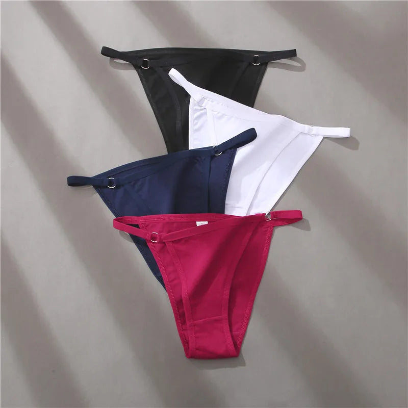 4Pcs/Set Women's Cotton Panties 3Pcs/set Sexy Low Waist Briefs M-2XL Comfortable Underwear Female Soft Color Underpants Lingerie