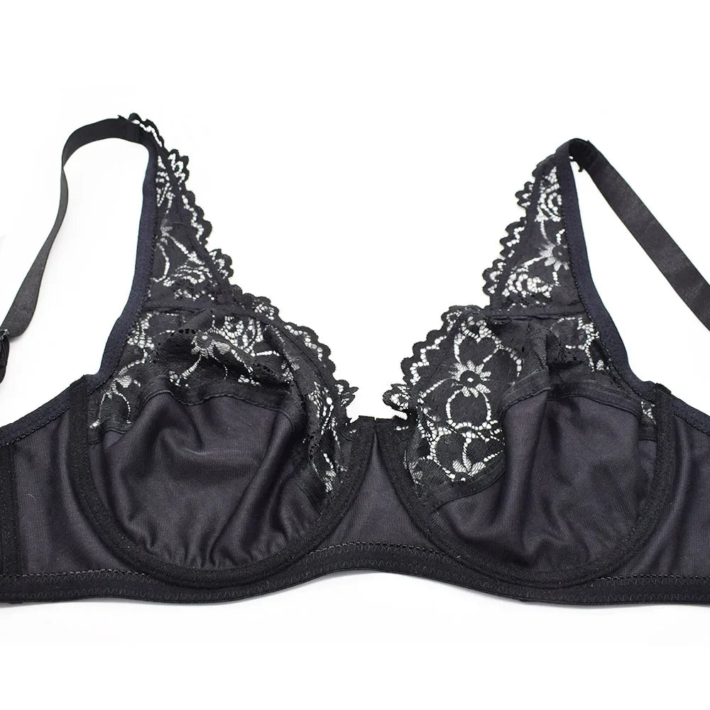 Bras For Womens Lingerie Floral Lace Bra Underwire Sexy Brassiere Perspective Plus Size BH Female Underwear Tops
