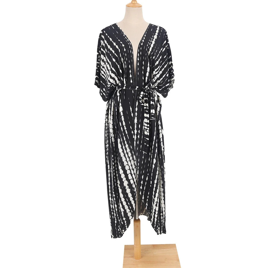 17 Colors Leopard Printed Colorful With Belt Tunic Cover-ups Beach Dress Beach Wear Beachwear Female Women Beach Cover Up V4510L