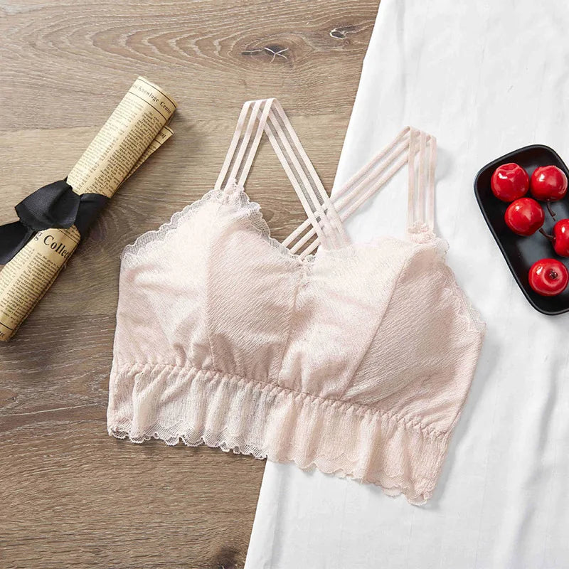 Lace Crop Top Women Seamless Underwear Padded Crop Tops Female Sexy Lingerie Fashion Women Tank Top Lace Camisole