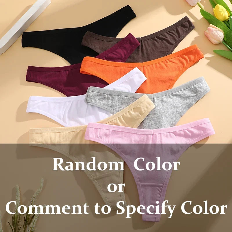 3PCS Seamless Thong Cotton Women Thin Strap Low Waist High Flexibility Panties Sexy Underwear Ladies Briefs T-back Soft Women