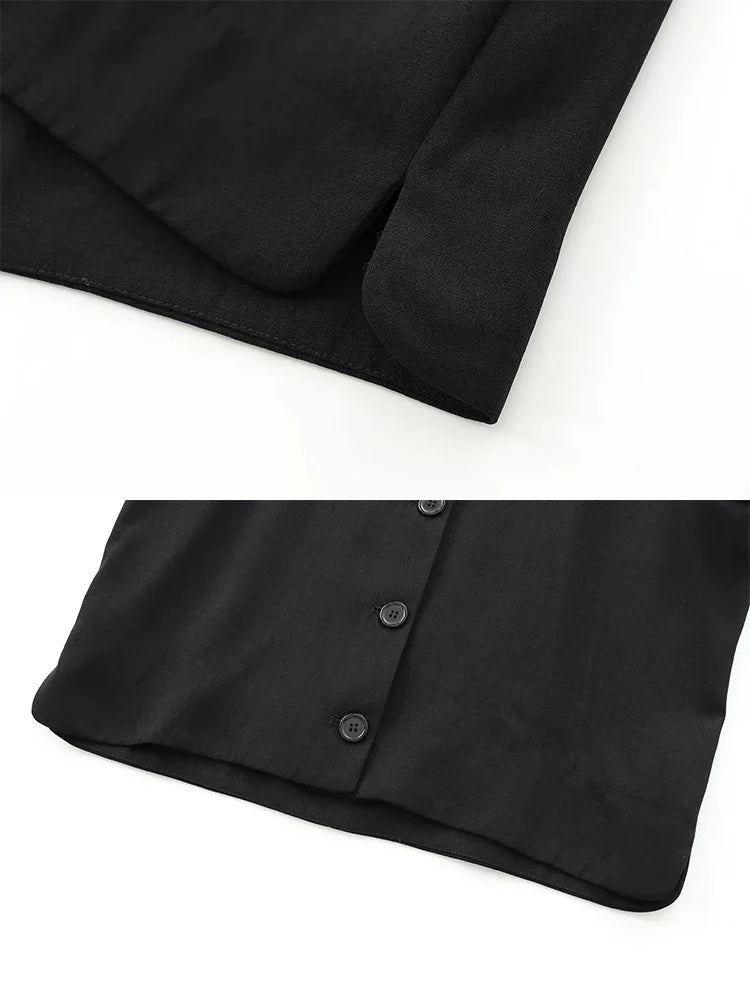 Foridol Solid O-neck Single Breasted Black Blazer Coat Women Autumn Winter Short Jacket Office Lady Vintage Buttons Veste