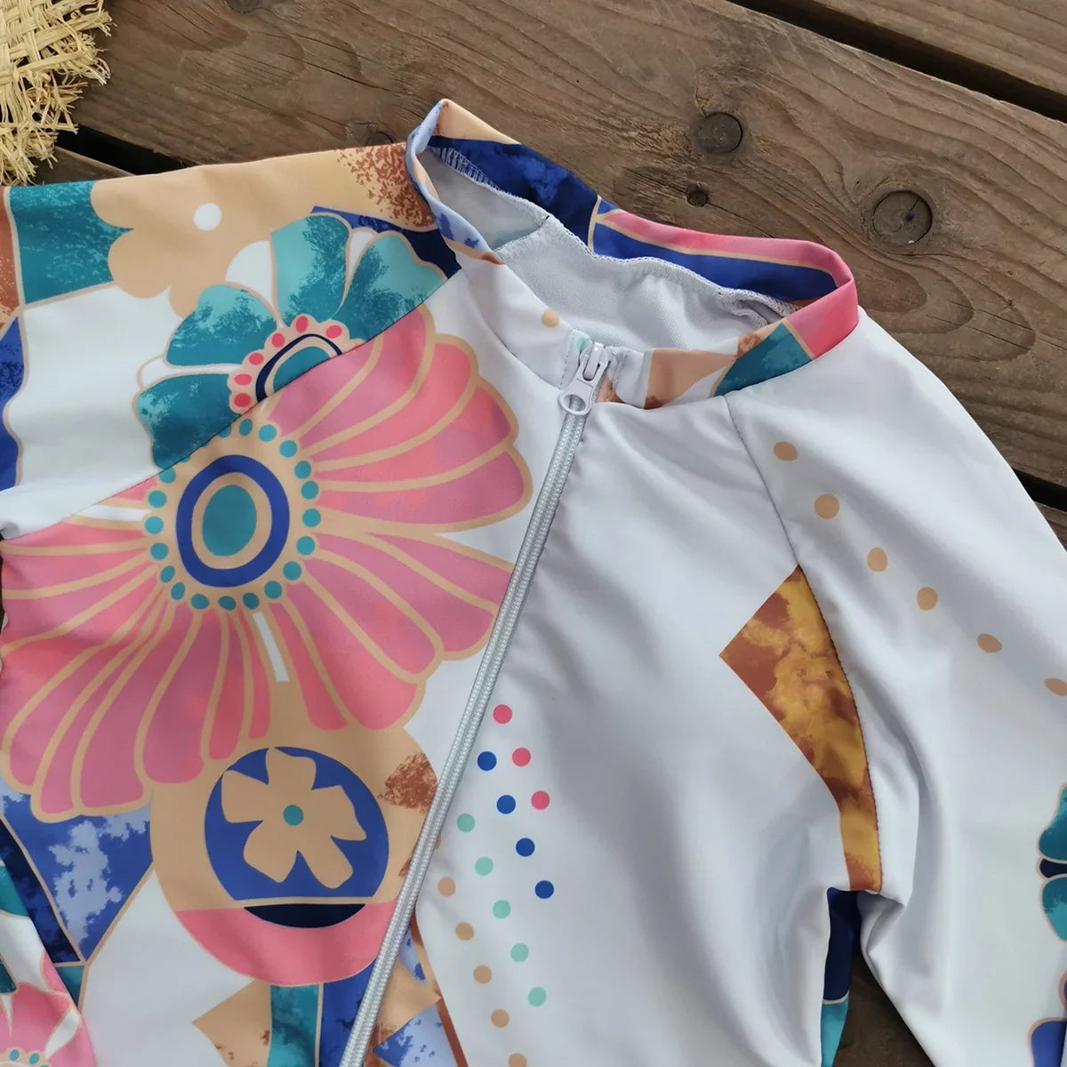 2024 New Print Long Sleeve One Piece Swimsuit Sexy Swimwear Women Backless Beachwear Surf Bathing Suit Push Up Monokini Female