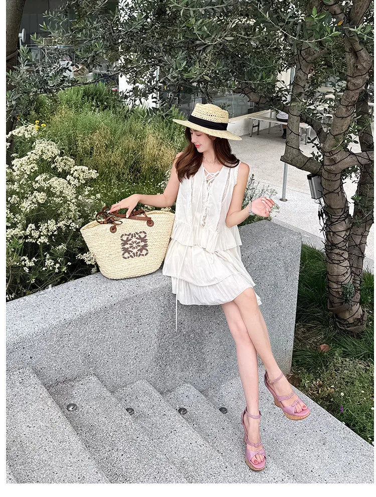 Women’s Sandals Cowhide Shoes Thick Platform Heel Sandals Elegant Lady Summer Apricot High Heel Peep Toe Buckle Sandals