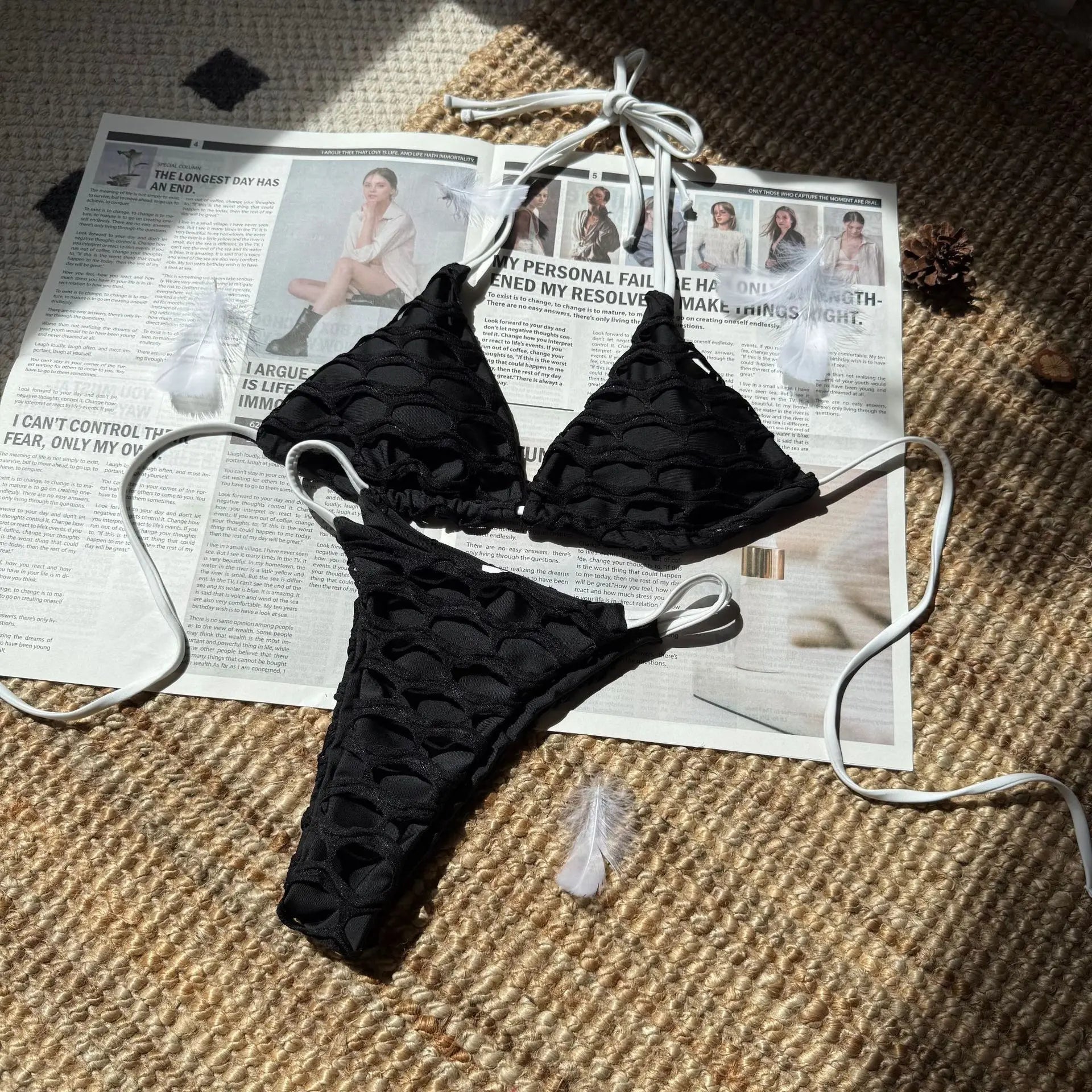 Hollow Out Halter Bikini Female Swimsuit Women Swimwear Two-pieces Bikini set High Leg Cut Bather Bathing Suit Swim Beachwear