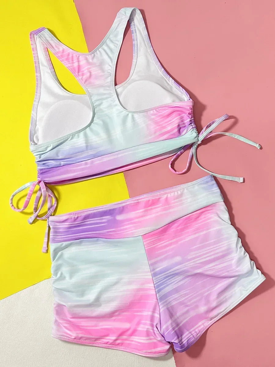 Tie Dye Female Swimsuit High Waist Bikini Women Swimwear Two-pieces Bikini Set Yoga Bikinis 2025 Bathing Suit Swim Sport Wear