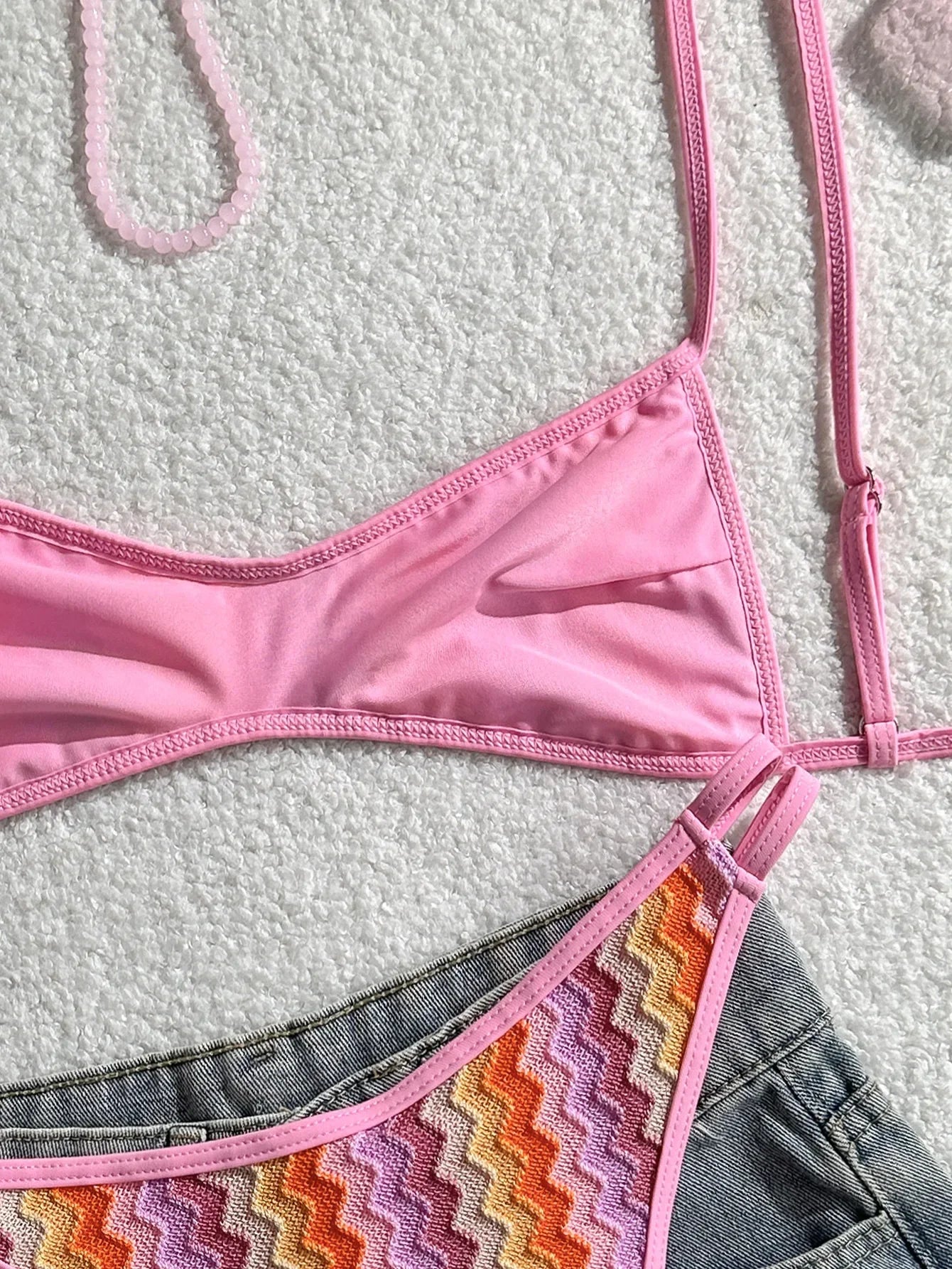 Crochet Striped Brazilian Bikini Women Swimsuit Female Swimwear Two-pieces Bikini Set High Leg Cut Bather Bathing Suit Swim Lady