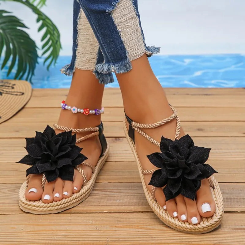 2026 NEW  Flower Wedge Sandals for Women Summer Fashion Platform Slippers Woman Lightweight Non Slip Beach