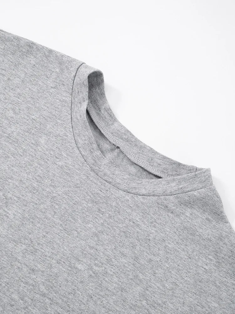 Fashion Casual Solid Gray Cropped T-shirt 2026 Woman Clothes O-neck Corset Tops Streetwear Girls Summer Autumn Short Tee Shirts