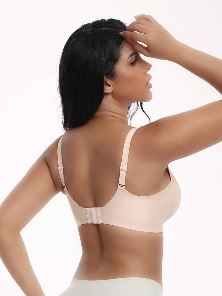 Women's Seamles Swire-free Bra Comfortable Full-Cup Solid Color Full-Cup Thin Mold Bra Plus Size Breathable Bra Pusp up